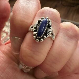 925 Stamped Sterling Silver and Blue Stone Women's Ring! Size 4-5!!